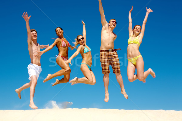 Energiek mensen foto slank springen schreeuwen Stockfoto © pressmaster