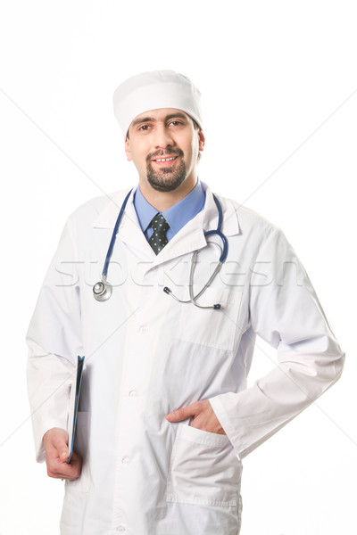 [[stock_photo]]: Cols · bleus · travailleur · portrait · médecin · stéthoscope · cou