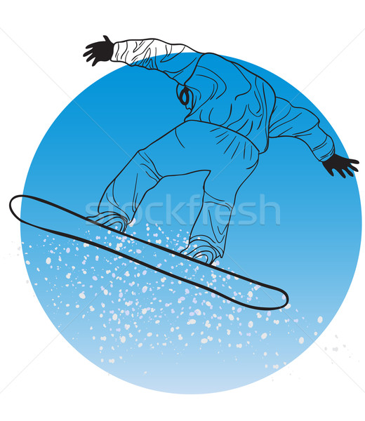 Stockfoto: Silhouet · Blauw · cirkel · man · sport