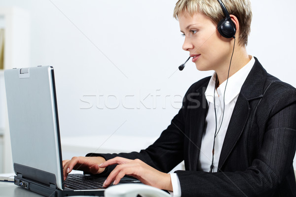 Stockfoto: Exploitant · werk · jonge · werken · laptop · business