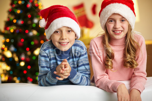 Foto stock: Natal · crianças · adorável · irmãos