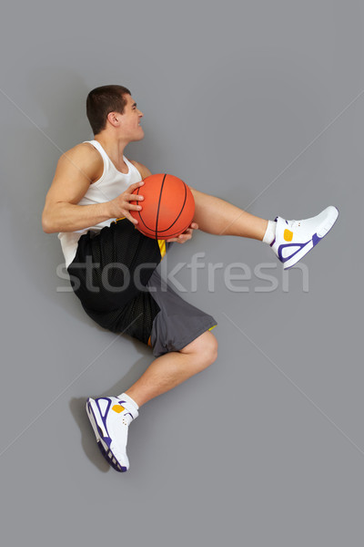 Foto stock: Saltar · bola · homem · esportes · diversão