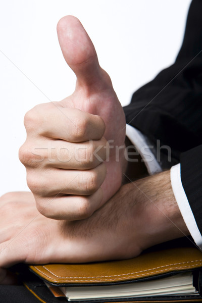 Oké izolált fehér emberi kéz mutat felirat Stock fotó © pressmaster