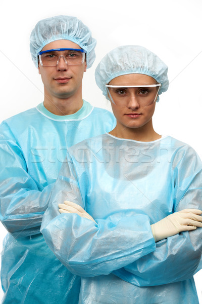 Stock foto: Zwei · Chirurgen · Porträt · Mann · Frau · isoliert