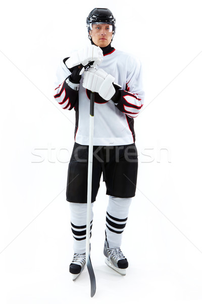 Stockfoto: Speler · portret · hockey · stick · macht · persoon