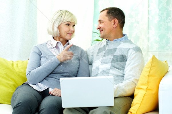 Foto stock: Pareja · casa · retrato · hombre · maduro · esposa