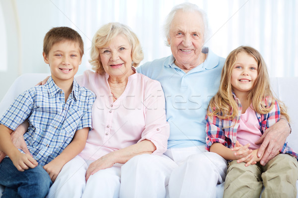 Foto stock: Jovens · retrato · feliz · avós · dois