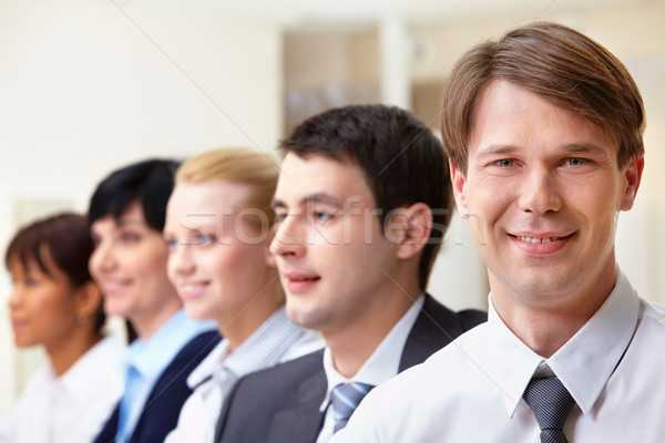 Stock foto: Erfolgreich · Geschäftsmann · schauen · Kamera · Kollegen · Business