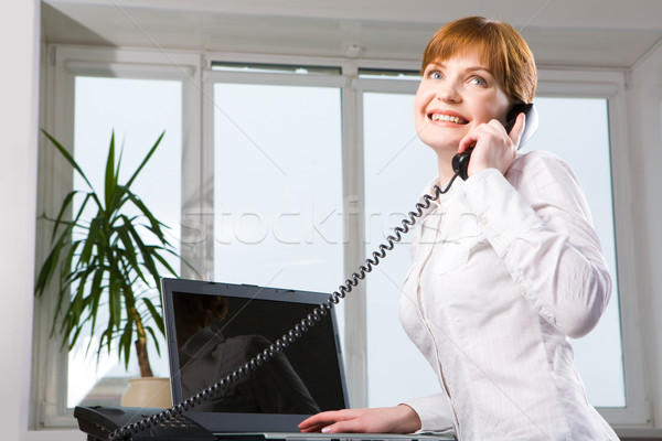 Stockfoto: Kantoorwerk · afbeelding · uitvoerende · manager · roepen · telefoon