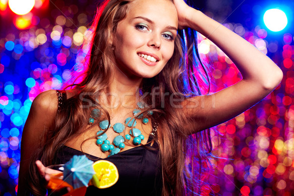 Bájos klubber kép boldog lány koktél éjszakai klub Stock fotó © pressmaster