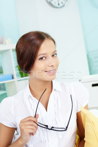 Foto d'archivio: Eleganza · ritratto · bella · ragazza · sorridere · fotocamera