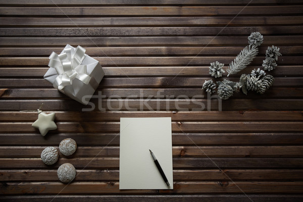 Karácsony kívánságok kép három dekoratív ezüst Stock fotó © pressmaster