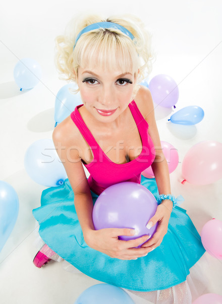Urodziny portret piękna młoda kobieta balon Zdjęcia stock © pressmaster
