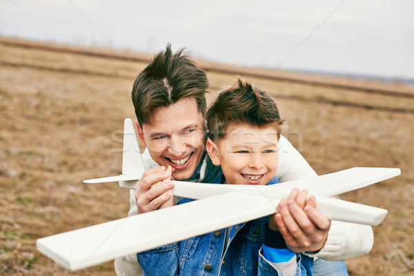 [[stock_photo]]: Jouer · à · l'extérieur · photo · jouet · avion