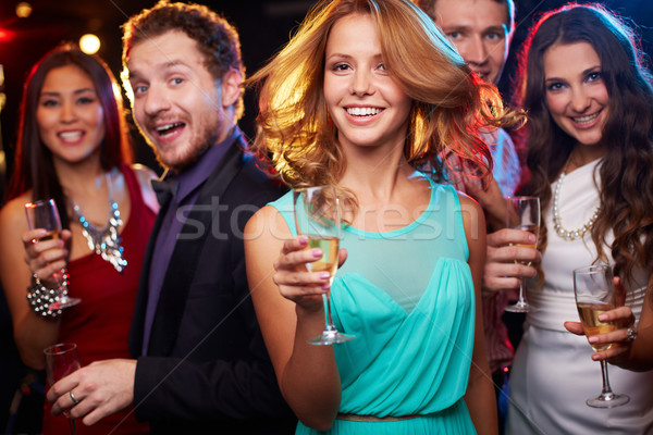 Dziewczyna szampana portret wesoły flet taniec Zdjęcia stock © pressmaster