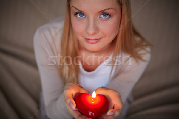 Foto stock: Mujer · vela · imagen · sonriendo · femenino · ardor