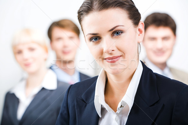 Foto stock: Líder · foto · equipo · de · negocios · oficina · negocios · reunión