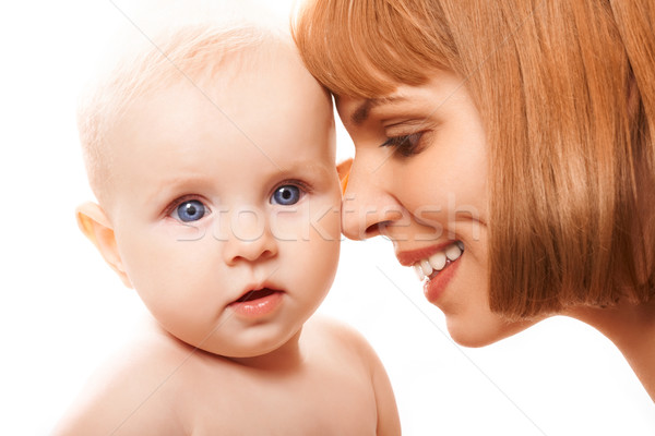 Foto stock: Amoroso · madre · primer · plano · cuidadoso · tocar · hija