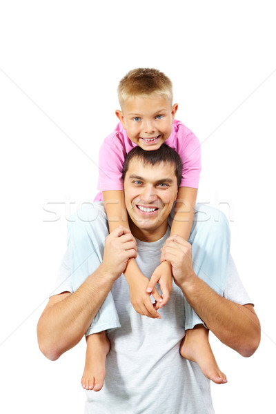 [[stock_photo]]: Père · en · fils · portrait · heureux · homme · fils