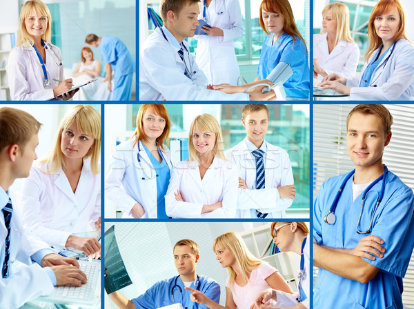 Exitoso collage mujer hombre médicos medicina Foto stock © pressmaster