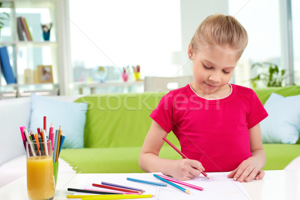 Hobby portret meisje tekening kleurrijk potloden Stockfoto © pressmaster