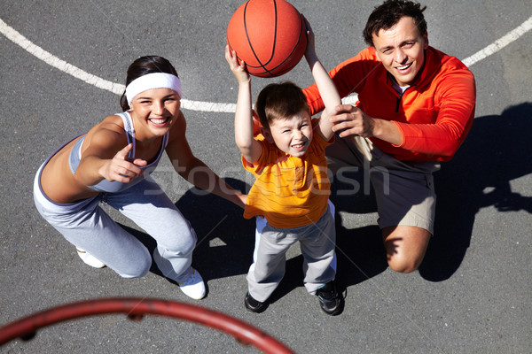 Foto stock: Basquetebol · estudar · imagem · pais · filho