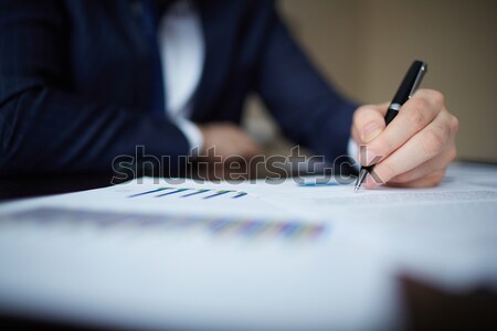 Pracy kart obraz ludzka ręka pióro dokumentów Zdjęcia stock © pressmaster