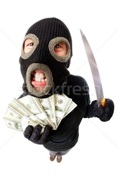 Schläger Fisheye erschossen Verbrecher Maske halten Stock foto © pressmaster