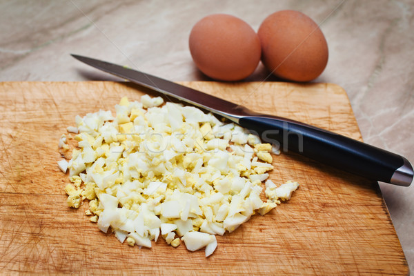 érett tojás vág rész tábla kés Stock fotó © prg0383