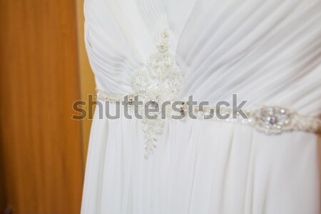 Gyönyörű esküvői ruha közelkép esküvő divat menyasszony Stock fotó © prg0383