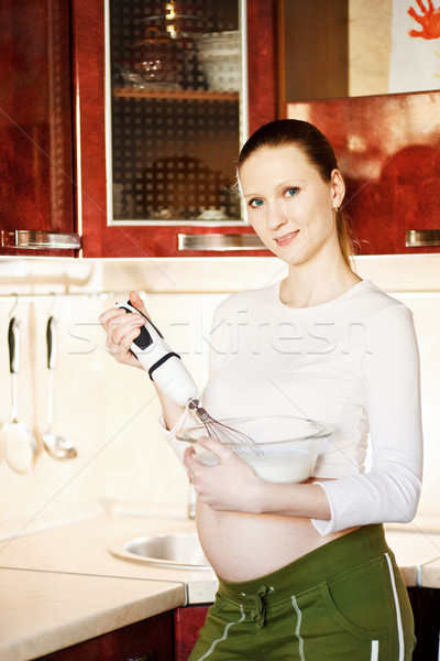 красивая женщина молодые беременная женщина кухне продовольствие Сток-фото © prg0383