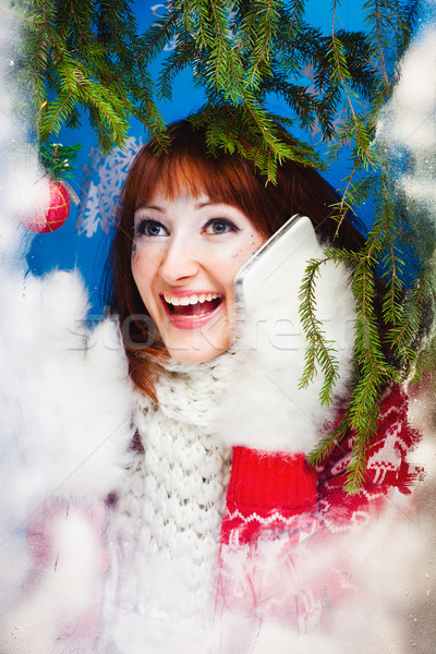 佳人 禦寒衣物 白 女孩 模型 冬天 商業照片 © prg0383