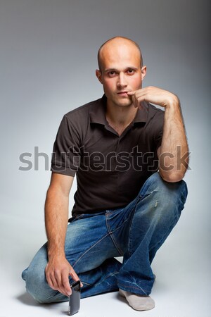 молодым человеком задумчивый рубашку бизнеса портрет белый Сток-фото © prg0383