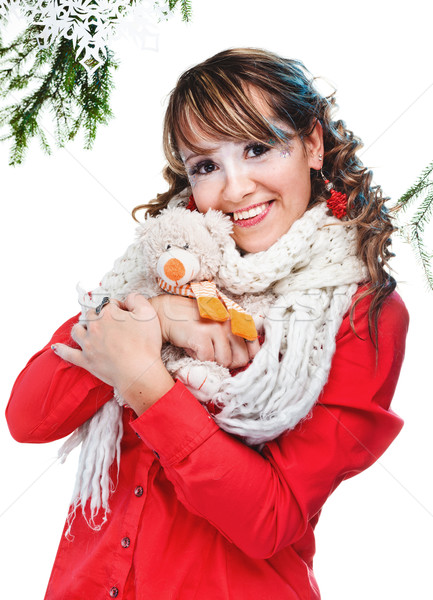 красивая женщина теплая одежда белый шарф девушки модель Сток-фото © prg0383