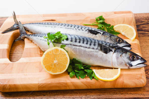 Stock photo: couple of fresh mackerel