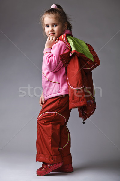 Meisje mooie grijs voorjaar gelukkig achtergrond Stockfoto © prg0383