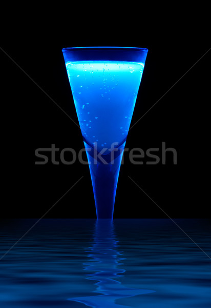 Kék fluoreszkáló ital megvilágított tükröződő víztükör Stock fotó © prill
