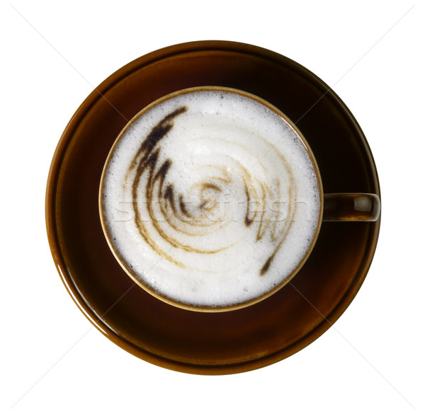 brown porcelain cup with marbled milk froth Stock photo © prill