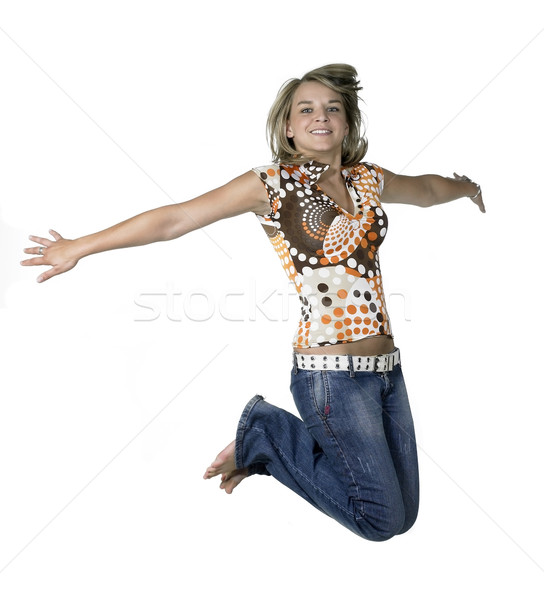 funny blond jumping girl Stock photo © prill