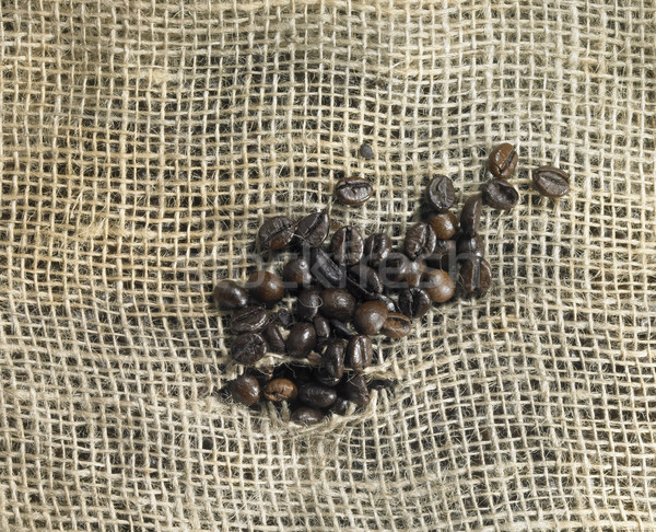 Stock photo: coffee beans in jute fabrics back