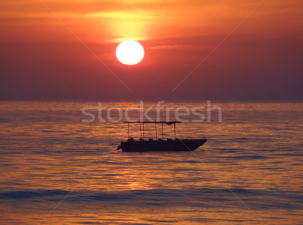 Zachód słońca plaży goa Indie wody morza Zdjęcia stock © prill