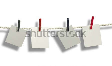 Wäscheleine Etiketten weiß fixiert Kleidung grau Stock foto © prill