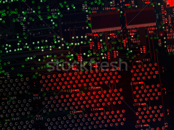 Platine Vollbild Detail rot beleuchtet Leiterplatte Stock foto © prill