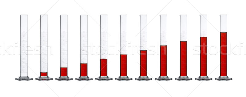 Stock photo: measuring cylinders in a row