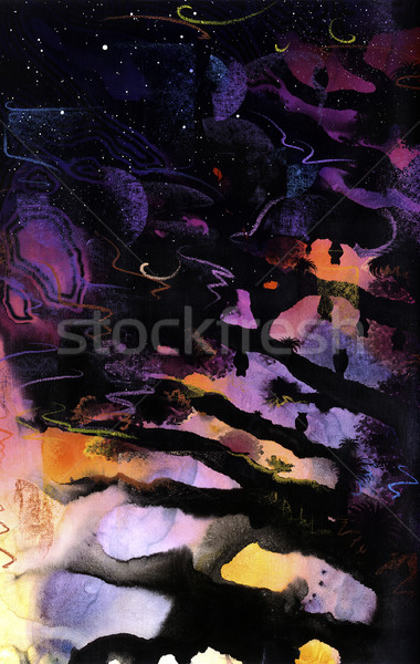 Surreal Nacht Landschaft Malerei besitzen Stock foto © prill