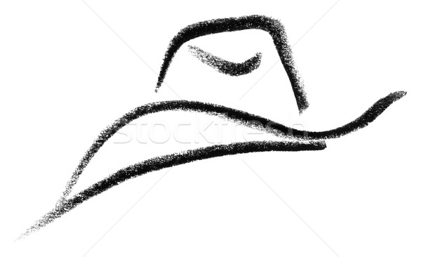 商業照片: 牛仔帽 · 素描 · 白 · 背面 · 藝術 · 簽署