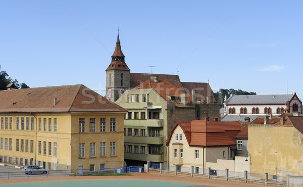 Rumänien Stadt Sommer städtischen Architektur Dach Stock foto © prill