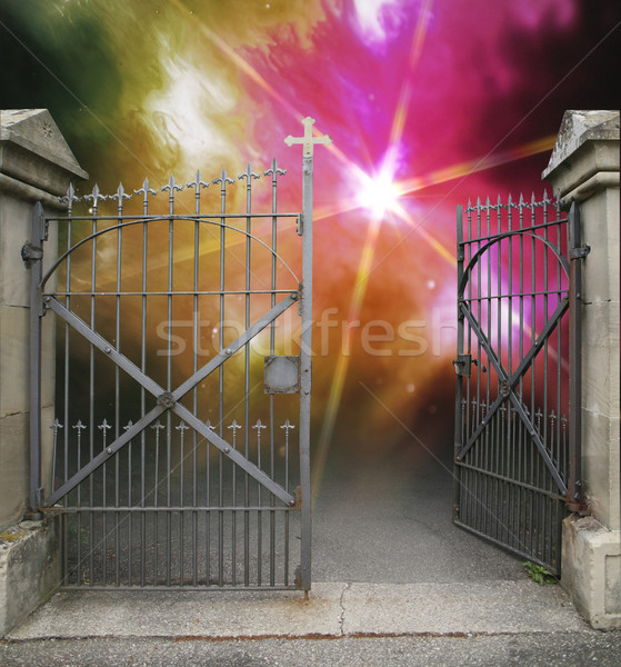 Stock foto: Tor · Eingang · Friedhof · öffnen · Mystiker · farbenreich