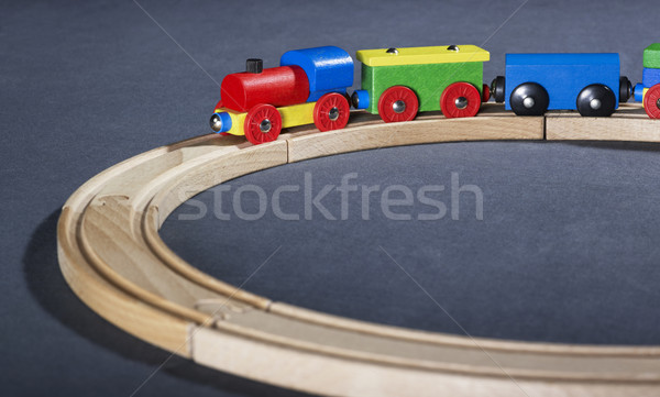 colorful wooden toy train on tracks Stock photo © prill