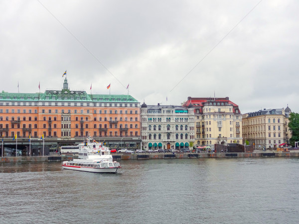 Stockholm városkép felhők épület utazás hajó Stock fotó © prill